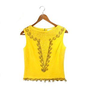 Vintage Cabot fine wool beaded yellow top